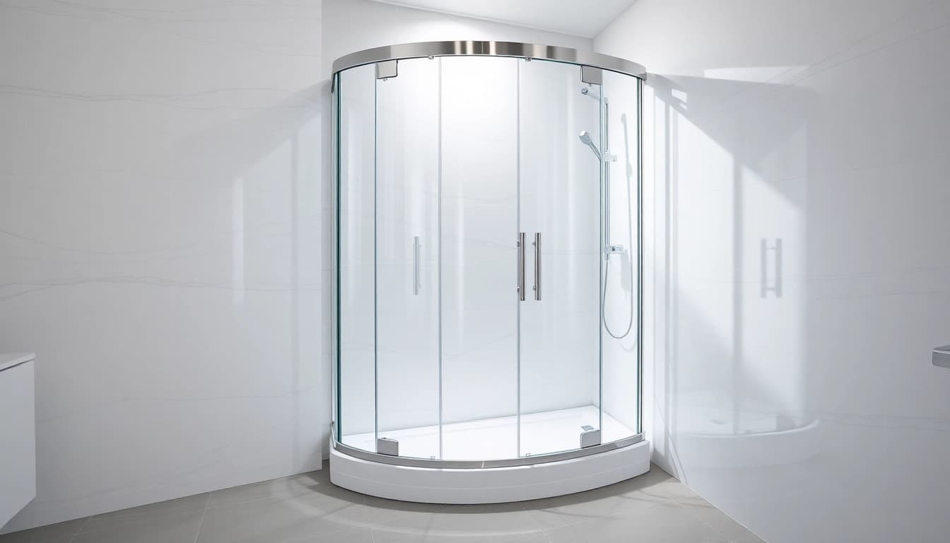 Admire la paroi de douche à l'italienne moderne mise en valeur dans une salle de bains élégante.