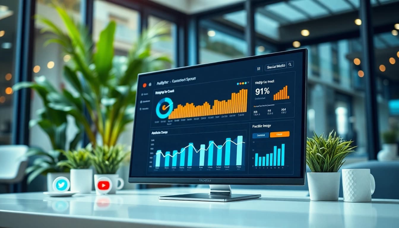 Engage with an interactive YouTube SMM panel dashboard showcasing analytics and metrics.