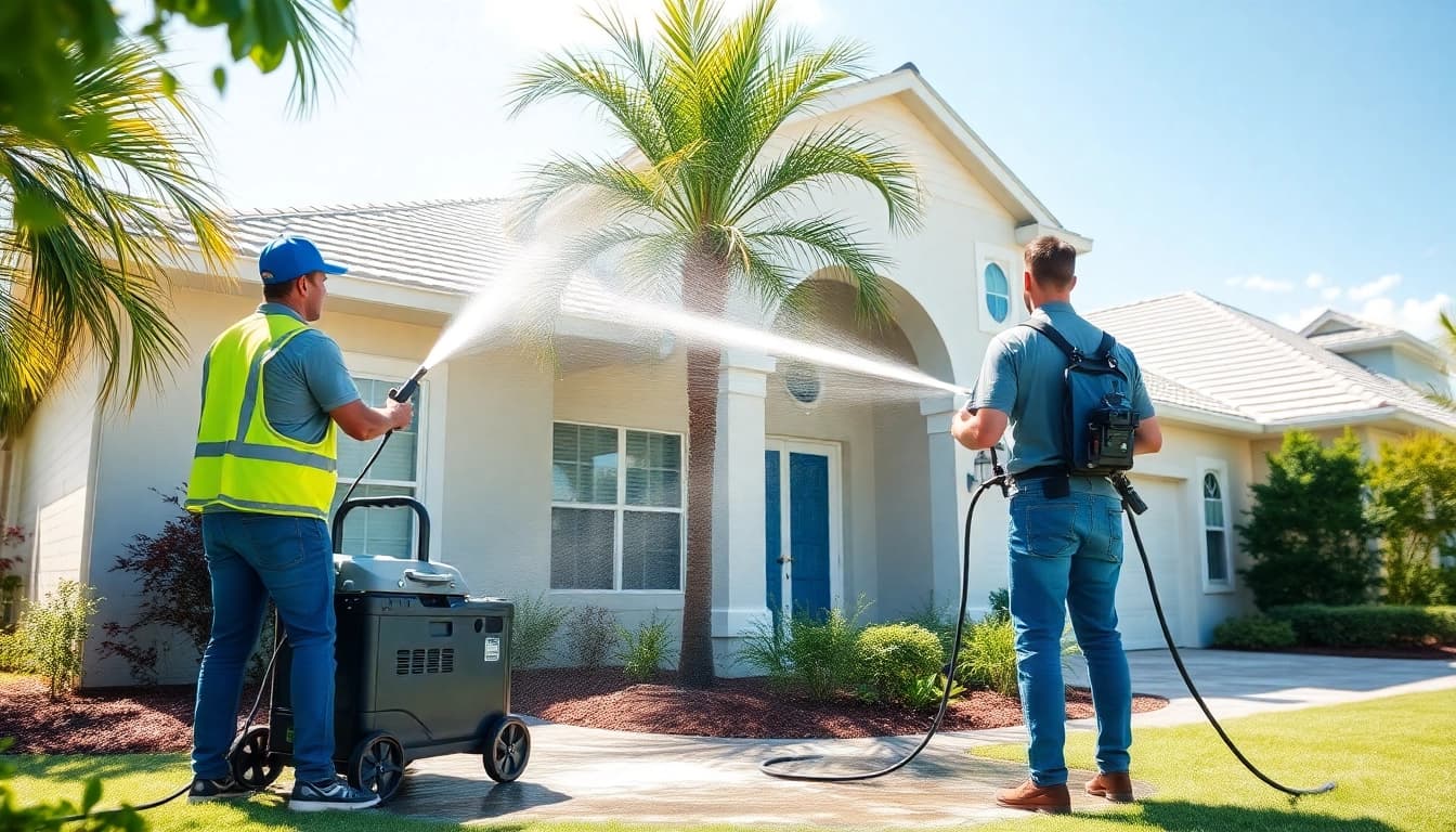 Professional soft wash service revitalizing a home's exterior in Kissimmee, FL.
