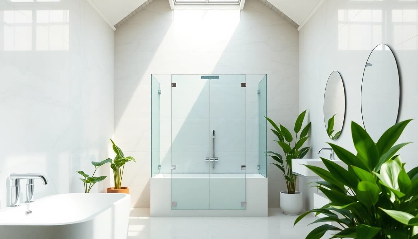 Experience elegant showers Australia in a modern, lush bathroom setting enhancing relaxation.