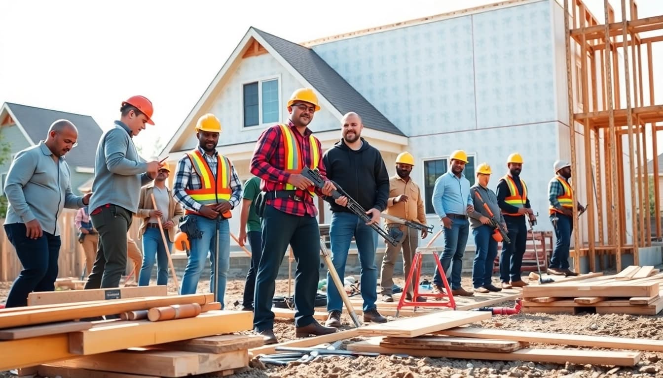 Construction team showcasing expertise as New Jersey General Contractor on residential site.