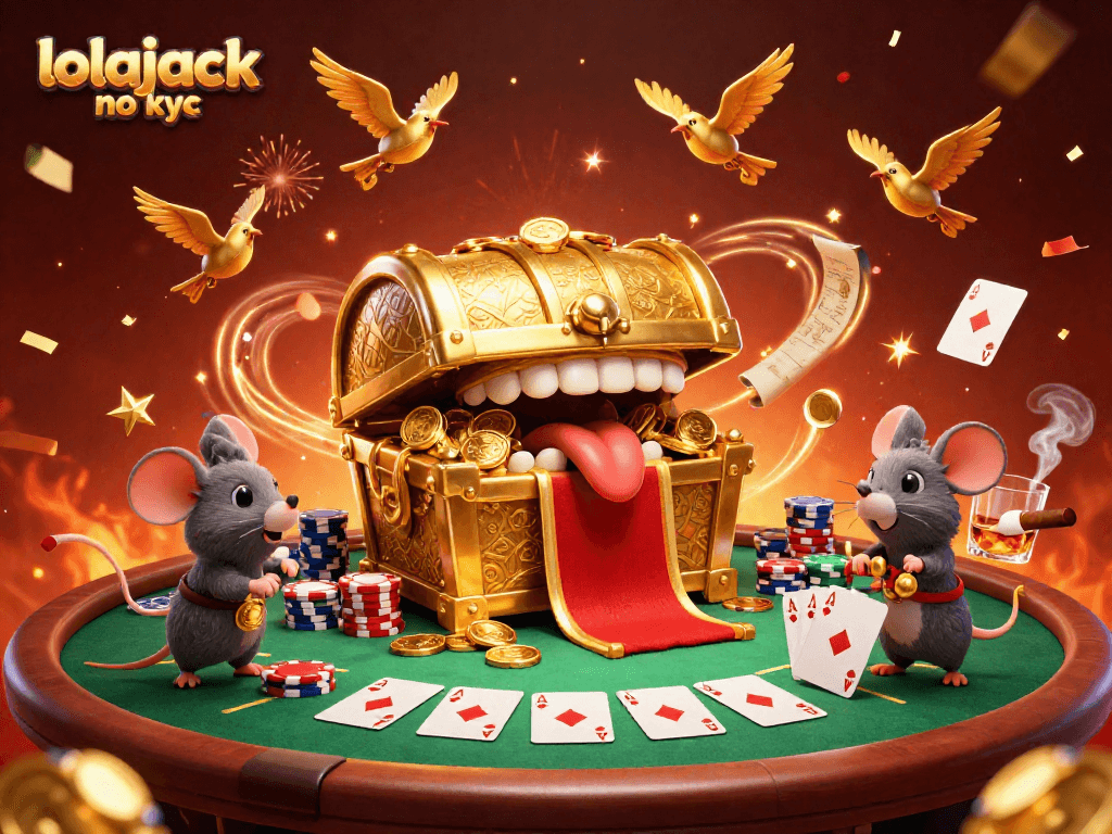 Engage with lolajack no kyc in a vibrant casino scene with animated characters and rich game elements.