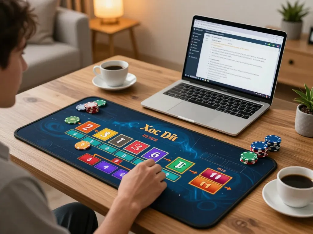Xóc đĩa online game interface displayed on a tablet as a player places bets, emphasizing modern gaming habits.