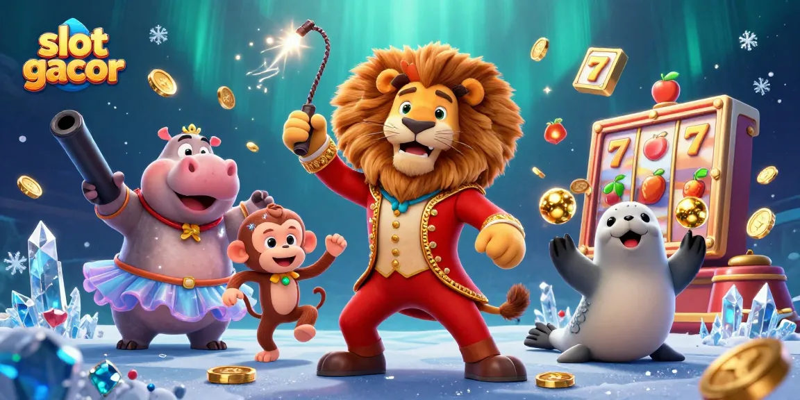 Experience slot gacor action with vibrant 3D characters and spinning reels in a dynamic casino illustration.