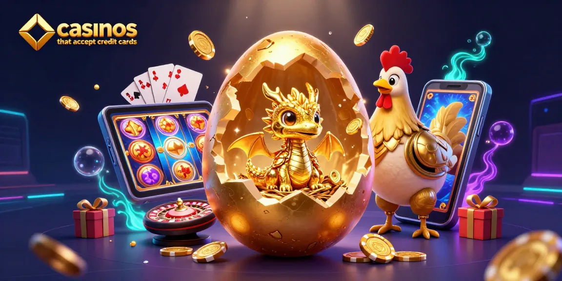 Experience the thrill of casinos that accept credit cards with golden dragon and poker chips in vivid 3D.