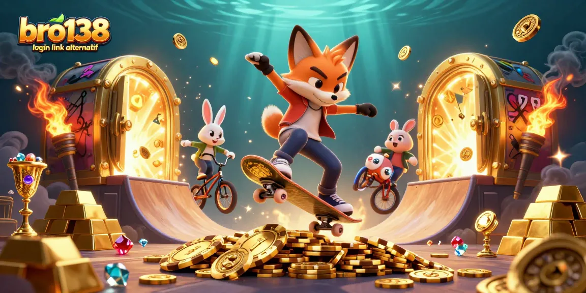 Join the fun with bro138 login link alternatif, showcasing vibrant 3D cartoon characters in an exciting casino scene.