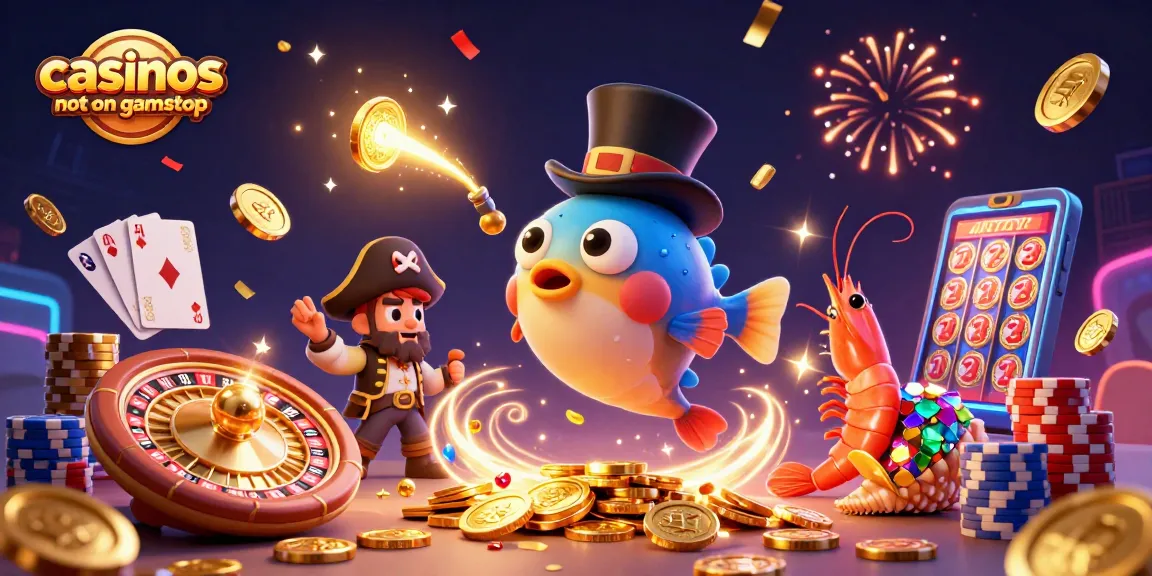 Engage with casinos not on gamstop through thrilling gameplay illustrated by vibrant sea creatures.