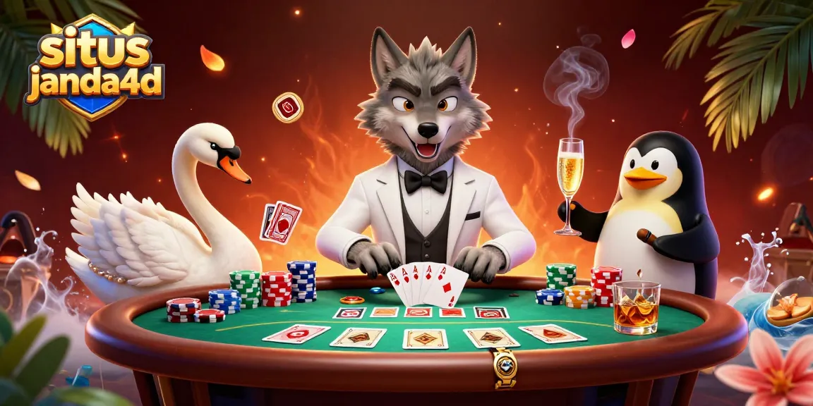 Gambarlah suasana mencolok dari situs janda4d dengan serangkaian karakter kasino menarik dan elemen permainan yang kaya.