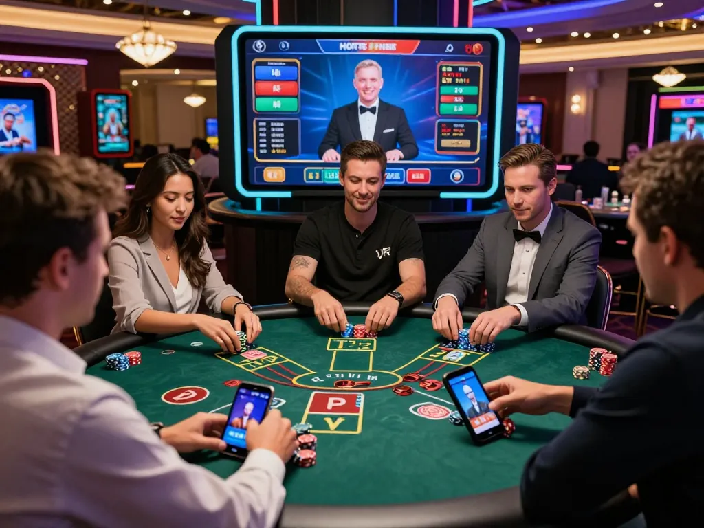 Engaged players at a baccarat site enjoying live gaming experience with vibrant visuals and interactive elements.