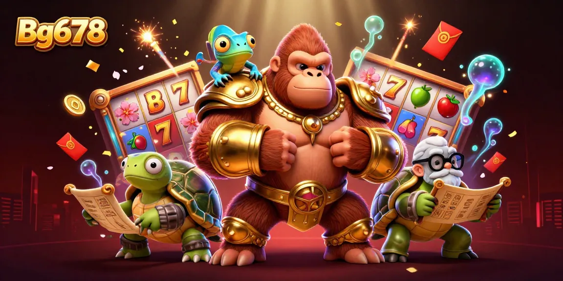 Engage with Bg678's spirited gaming experience featuring a dynamic and colorful casino scene.