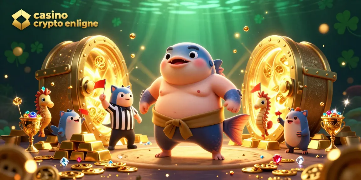 Gagnez au casino crypto en ligne avec cette illustration dynamique d'une compétition sous-marine.