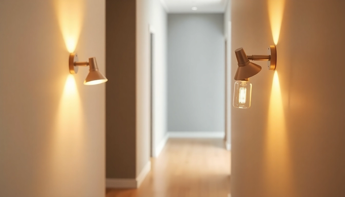 Bright light fixtures for hallway accentuating a modern, inviting hallway environment.
