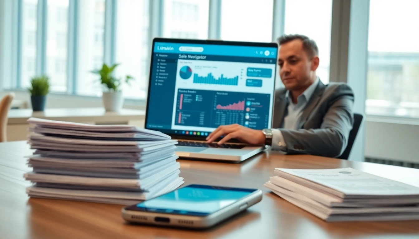 Efficient visualization of linkedin sales navigator data extraction in a professional workspace with an analyst.