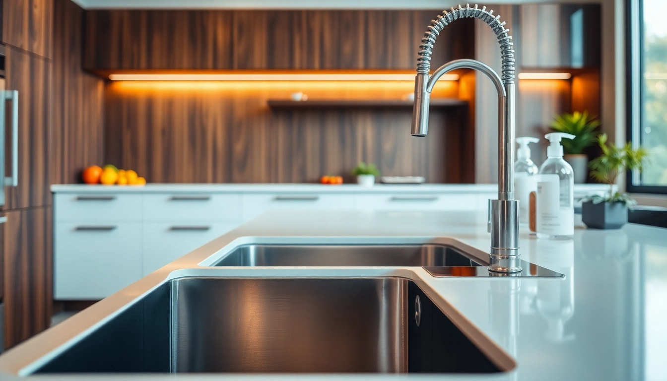 Browse quality stainless steel kitchen sink near me in a contemporary kitchen featuring elegant design elements.