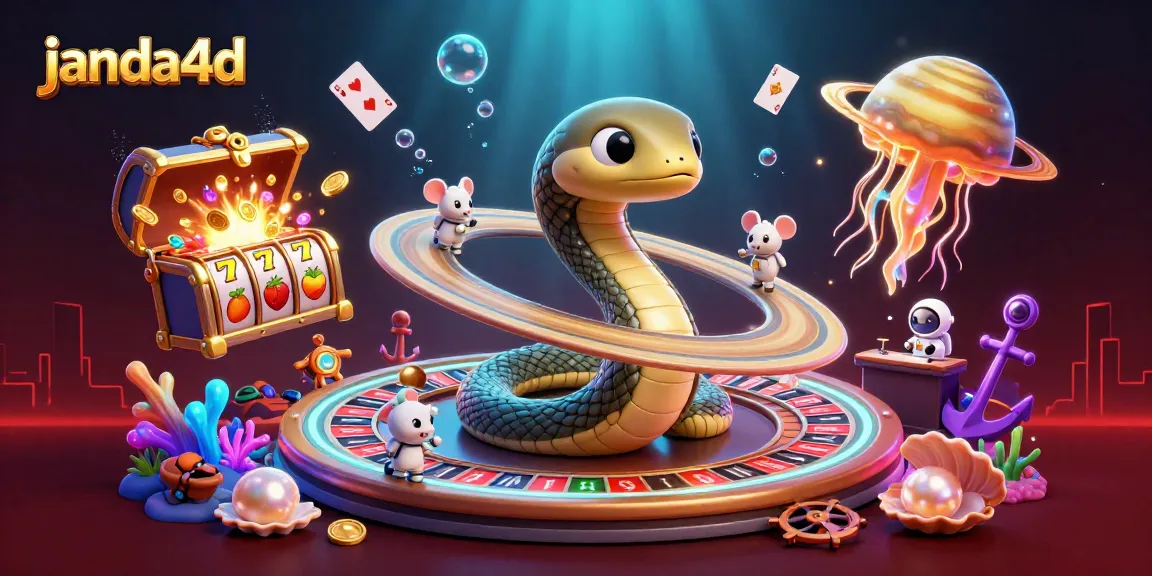 Gambaran dinamis di janda4d dengan ular cincin Saturnus dan pemain kecil mengatur taruhan.