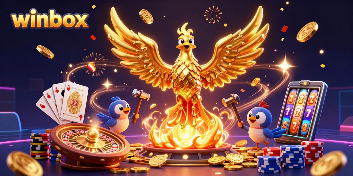 Winbox showcases an immersive 3D casino scene with a golden phoenix and exciting gaming elements.
