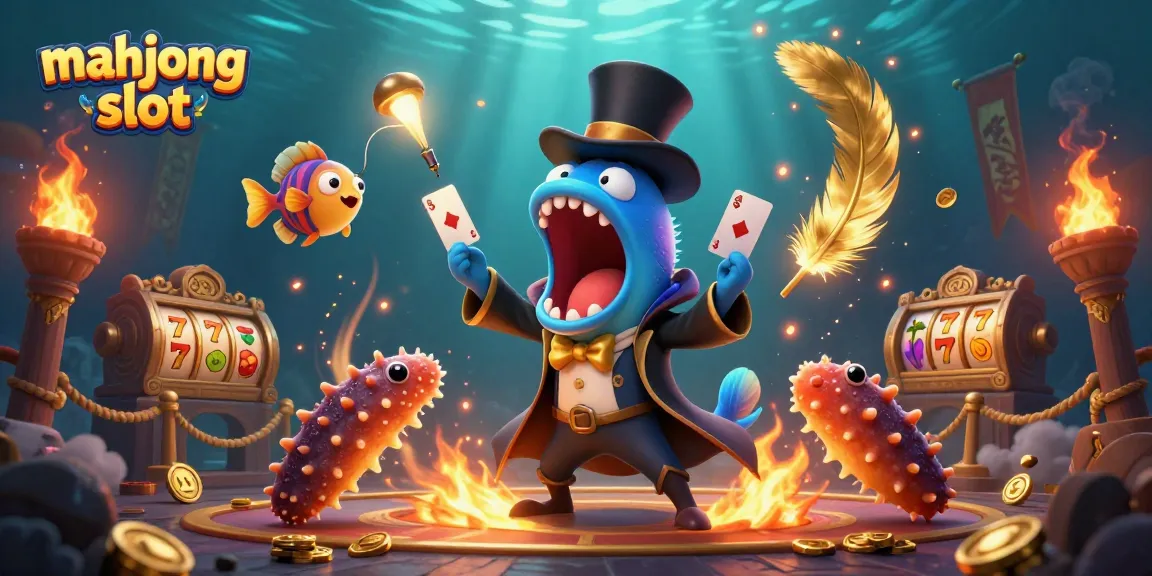 Engage with mahjong slot action as deep-sea creatures perform magic amid gold coins and a dynamic casino setting.