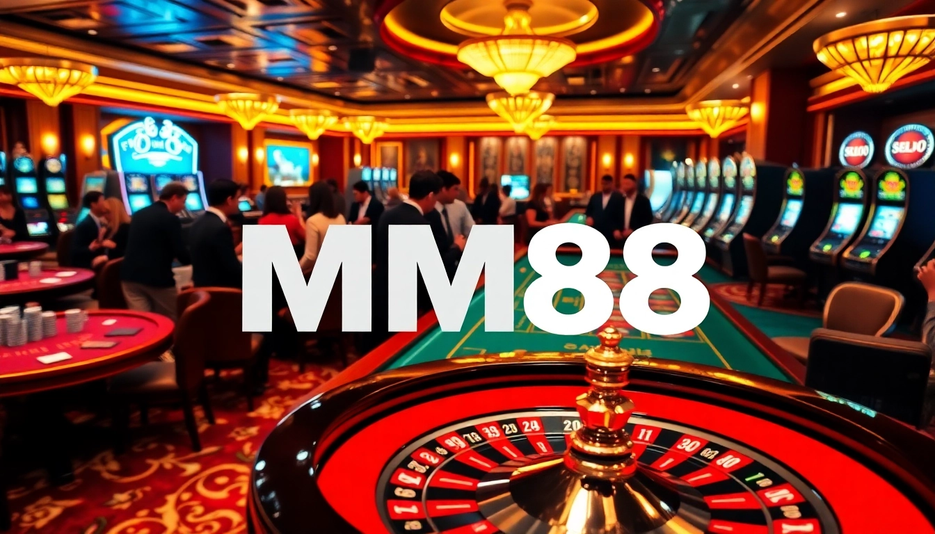 MM88 casino players enjoying an exciting atmosphere at luxurious gambling tables
