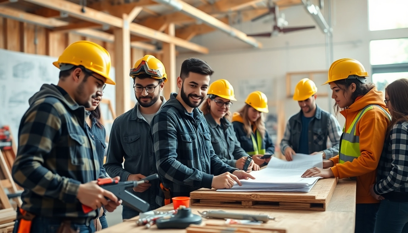 Students practicing at construction trade schools in texas showcase teamwork and skill development.