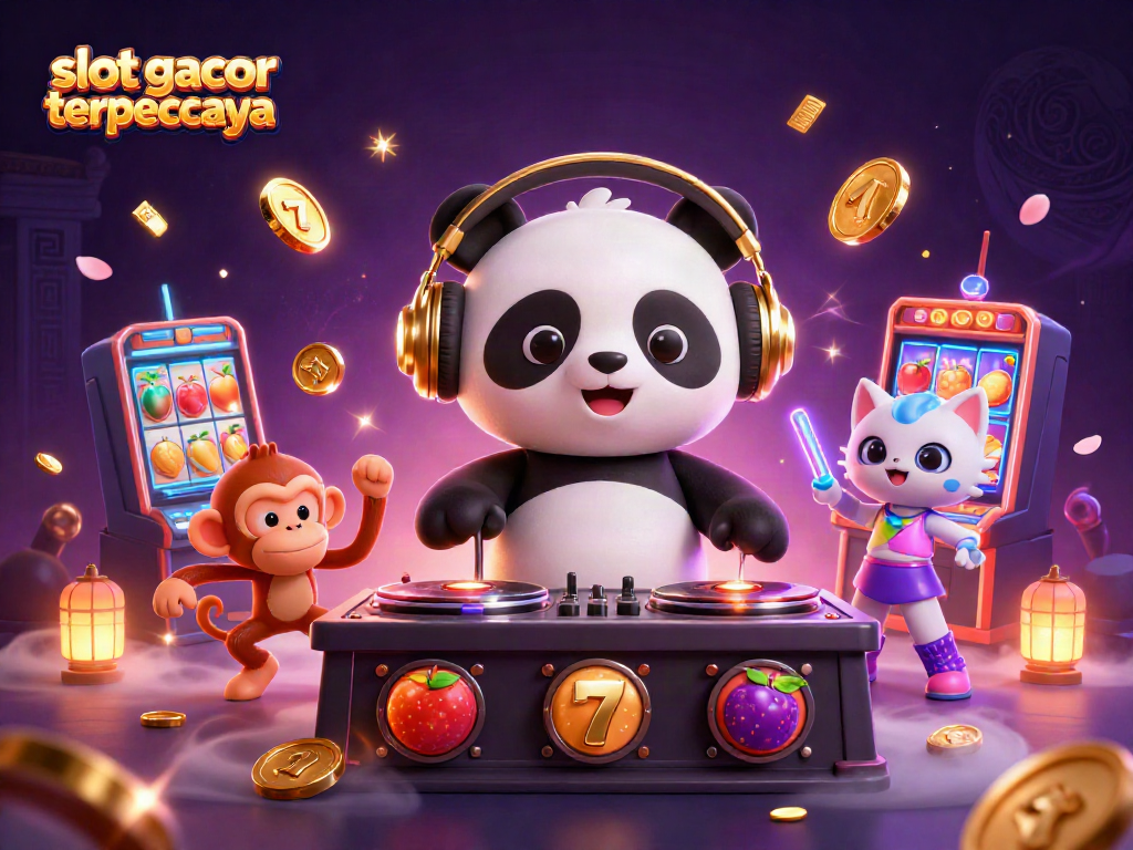 DJ panda beraksi di dunia slot gacor terpercaya dengan suasana meriah dan energik.