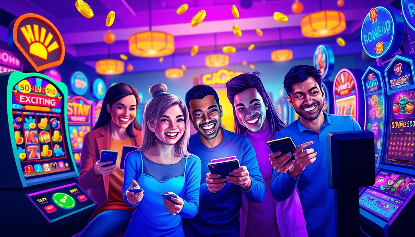 Kode4d online gaming platform illustration showcasing exciting slot games and diverse players.