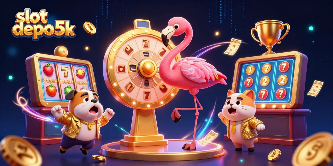 Spin to win big with slot depo 5k in a vibrant 3D casino illustration.