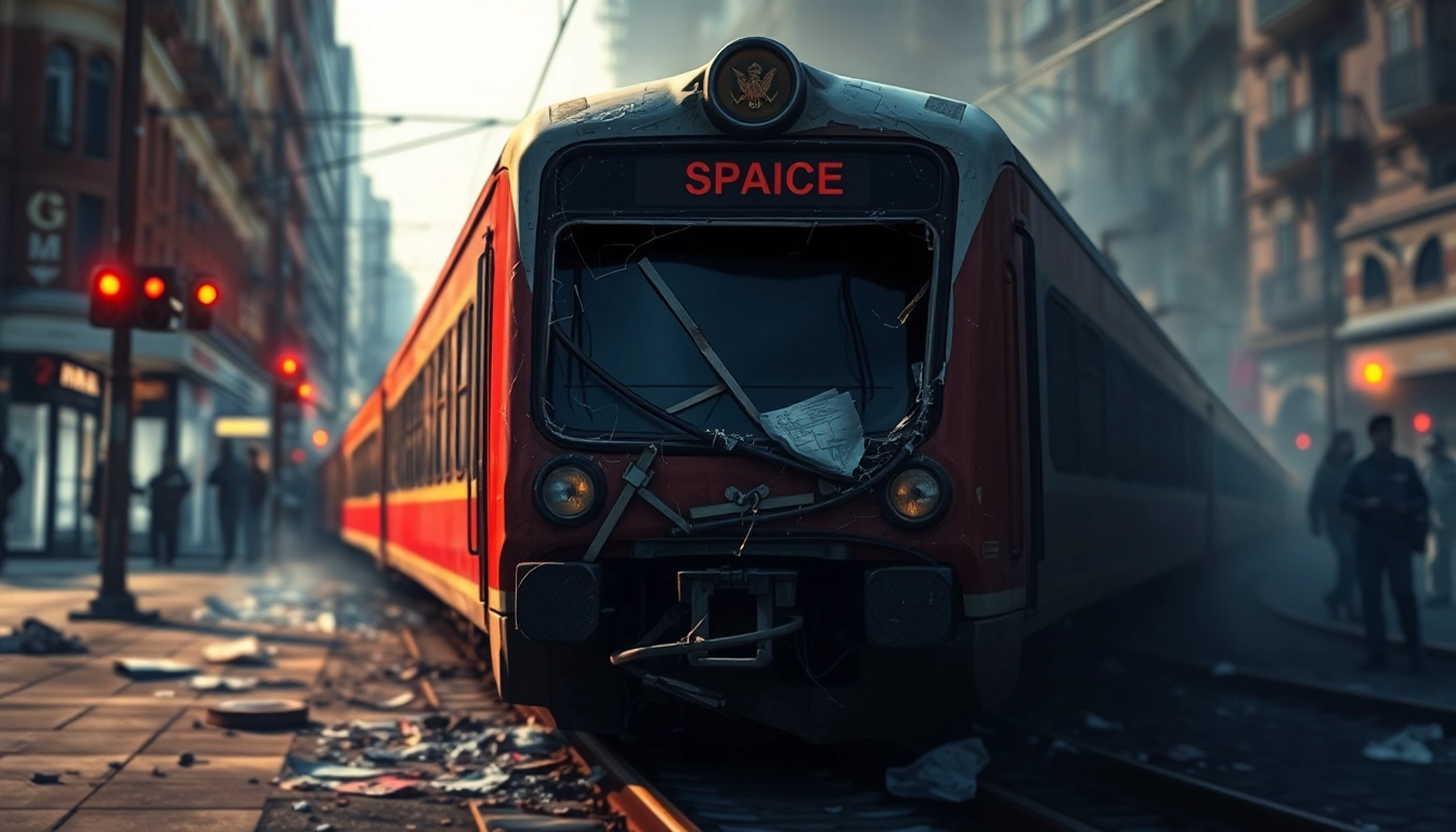 Spain train crash scene displaying wreckage and destruction, showcasing urgent rescue efforts.
