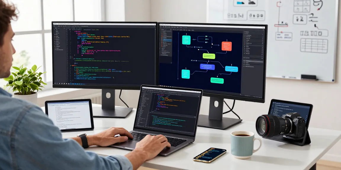 Developer utilizing openclaw ai in a modern workspace, showcasing coding and collaboration tools.