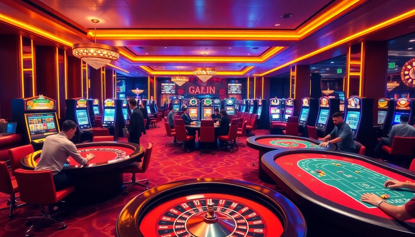 Engaging players enjoying online casinos in Canada with vibrant gaming atmosphere and luxury design.