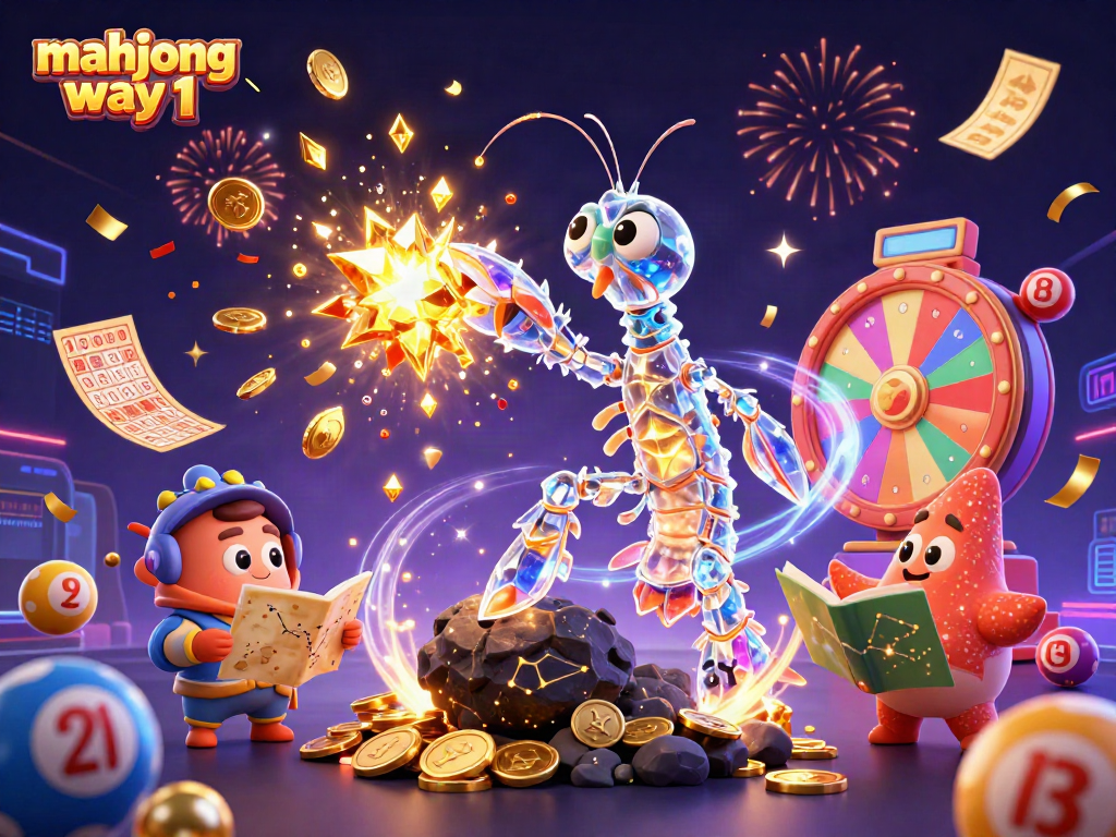 Experience thrilling gameplay with Mahjong Way 1 as colorful lottery balls and golden tickets fill the scene.