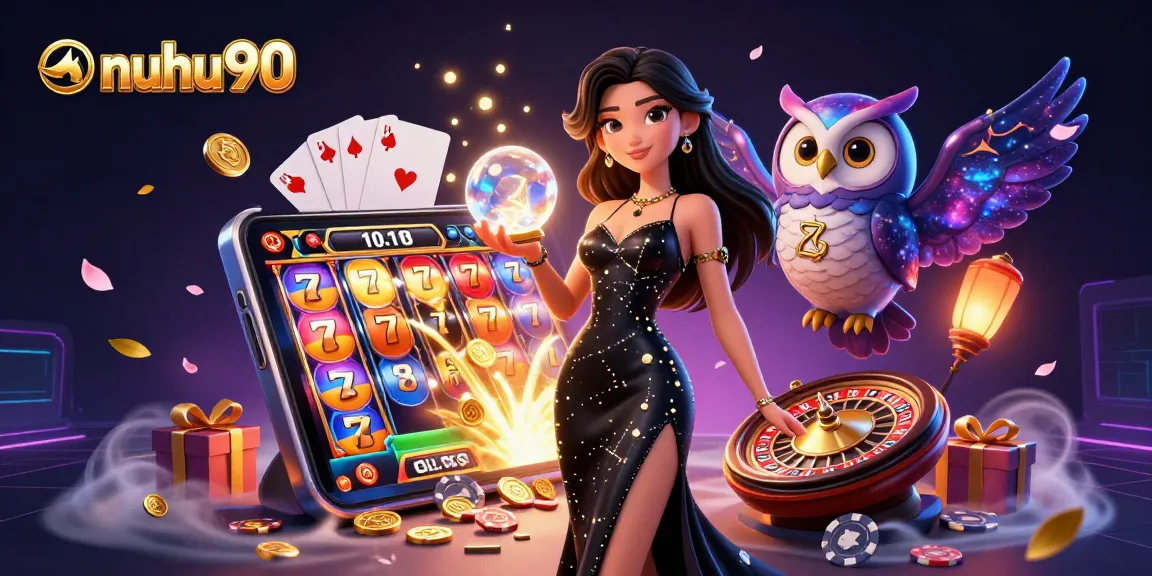 Engage with nuhu90, exploring vibrant slot games and thrilling jackpots in a magical casino atmosphere.