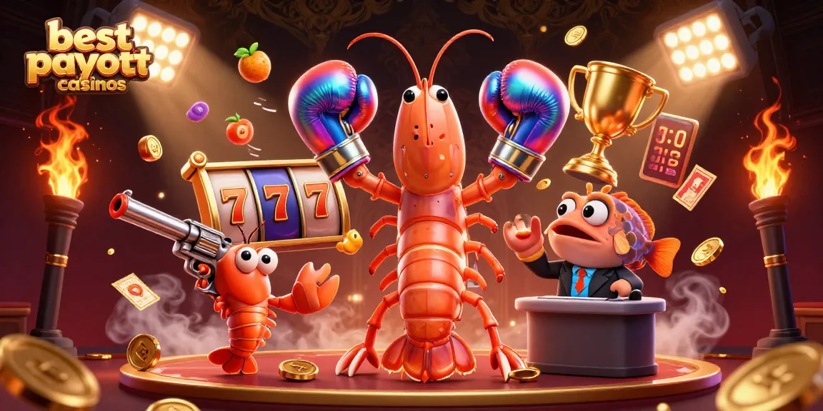 Engage with the best payout casinos featuring vibrant slot machines, golden trophies, and gameplay excitement.