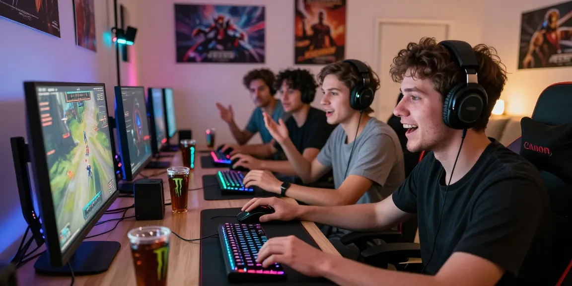 Engaging scene of friends playing 토토사이트 together in a cozy gaming environment.