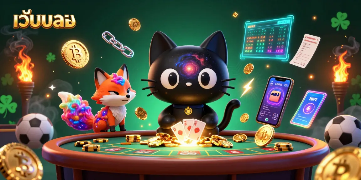 Play เว็บบอล for thrilling sports betting action featuring golden chips and neon coins.