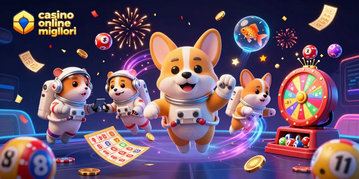 Vivi l'emozione nei casino online migliori con un astronauta corgi e divertenti elementi di gioco fluttuanti.