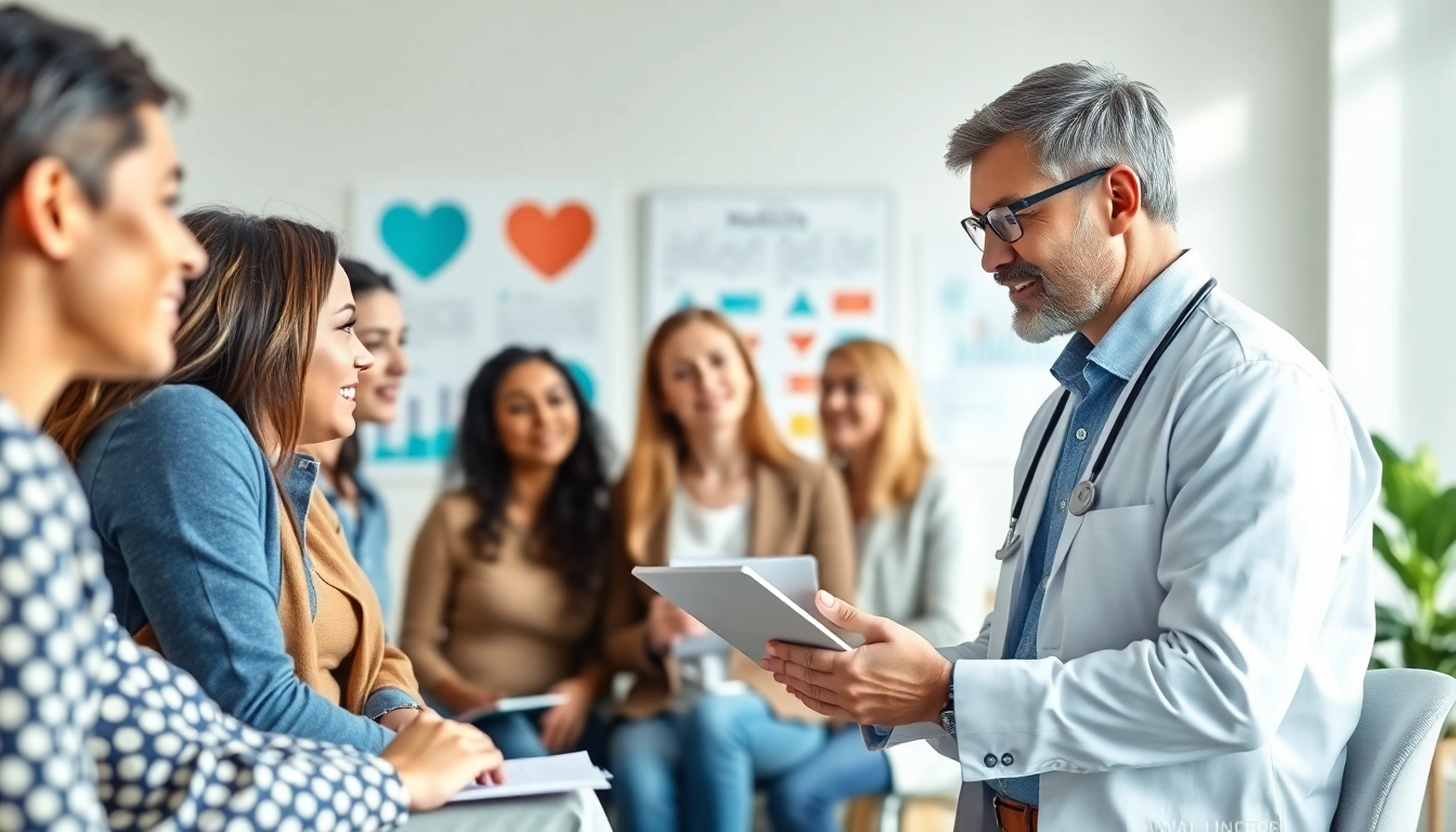 A health consultant engages with clients to provide strategies for better health.