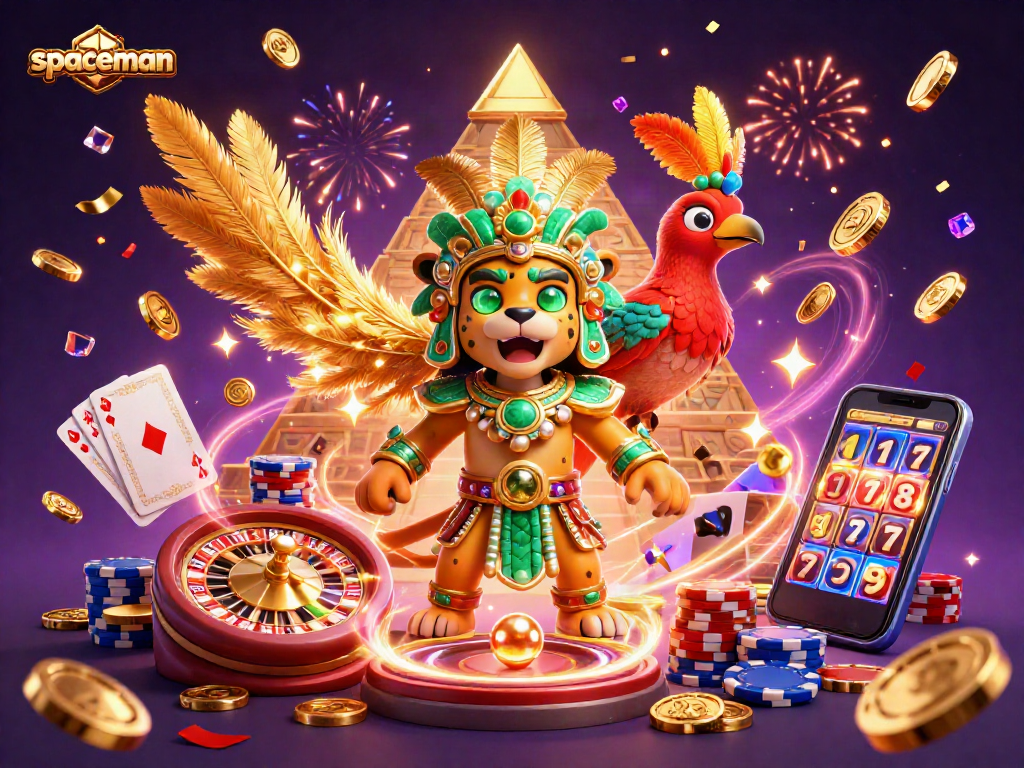 Spaceman shows the exhilarating casino experience with cascading coins and vibrant energy.