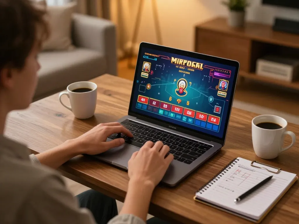 Engaging in casino online americani gaming, a player watches a live dealer on their laptop.