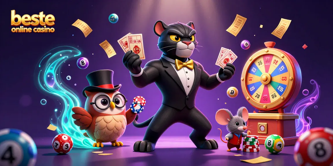 Experience the thrill of beste online casino with a stylish panther, owl, and mouse at play.