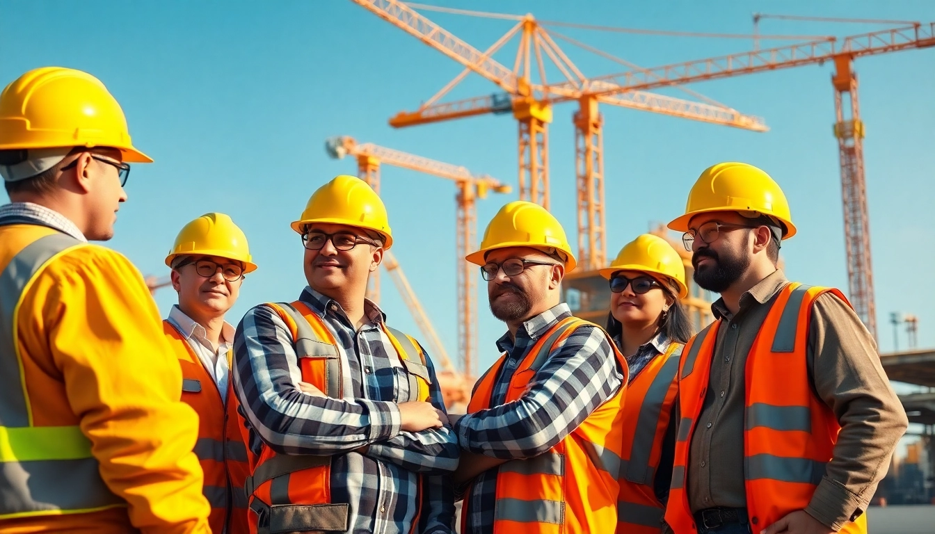 Implementing construction safety programs at a busy construction site with diverse workers.