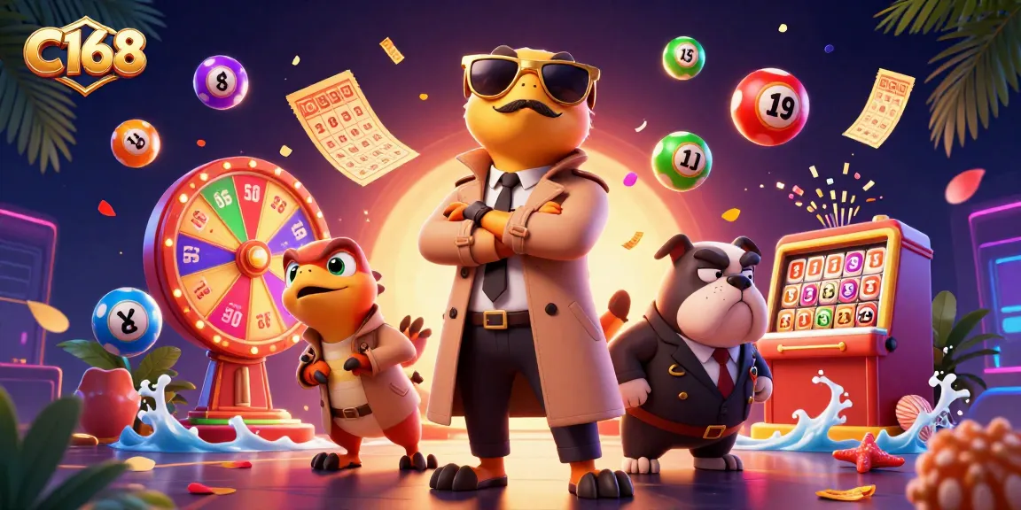 Engage in exciting gameplay at C168 with vibrant lottery balls and dynamic casino elements.