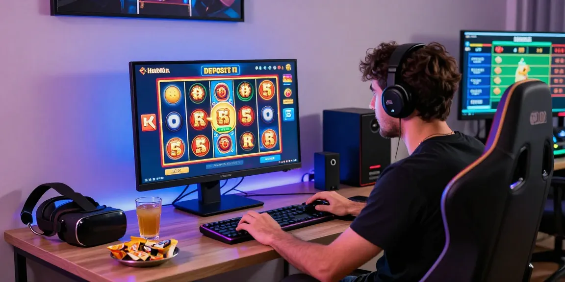 Dynamic gaming atmosphere showcasing slot deposit 5k excitement at home with vibrant visuals and engaging player interaction.