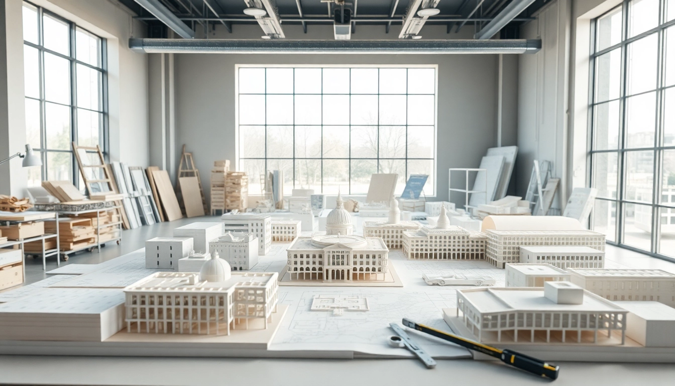 Erstellen von architekturmodellbau Bonn in einem modernen Studio mit detaillierten Modellen.