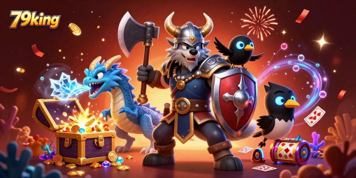 Experience the excitement of 79king with a dynamic scene featuring characters and casino elements.