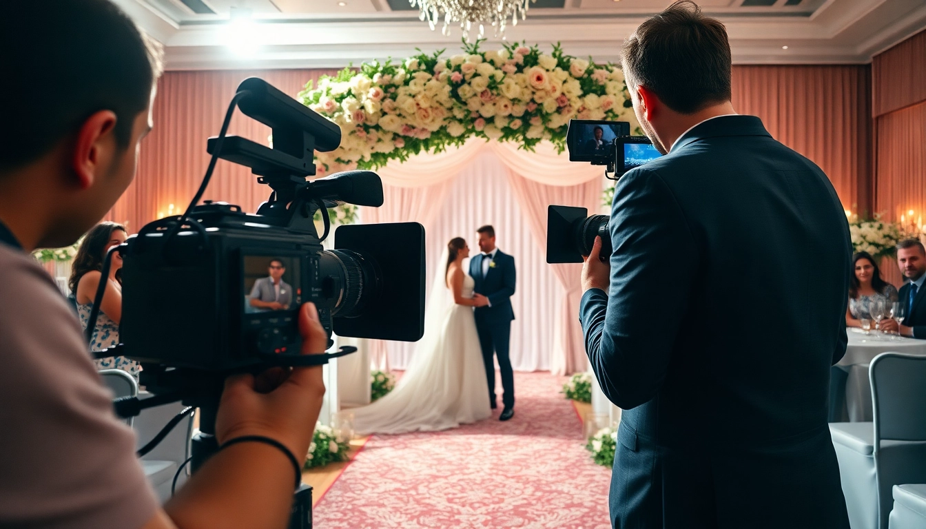 Professional videographers in Toronto capturing a wedding ceremony with emotional moments.