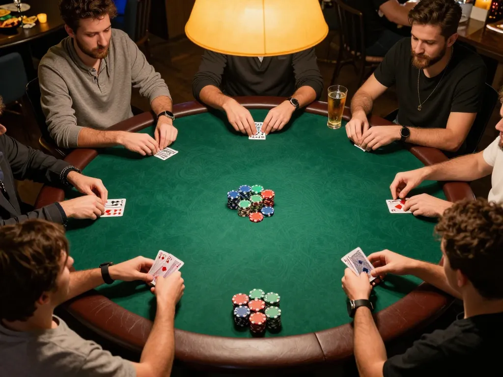 This home poker night captures players having fun with nano banana 3 in a friendly environment.