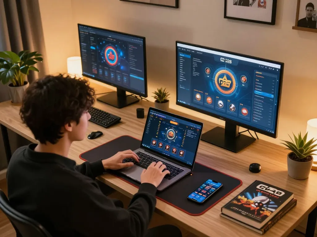 A player engaging in a strategic poker game on G28's online platform, surrounded by tools for better bankroll management.