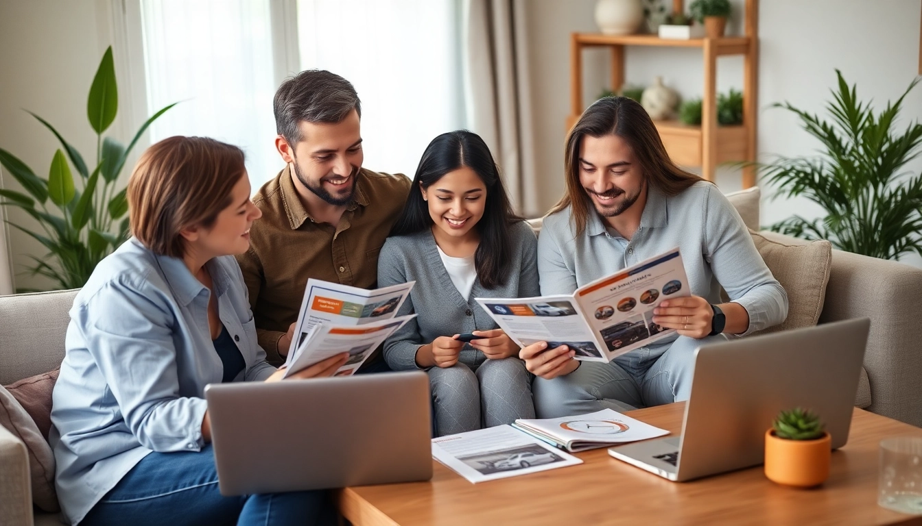 Discussing warranty protection for cars and homes with family in a cozy living room.
