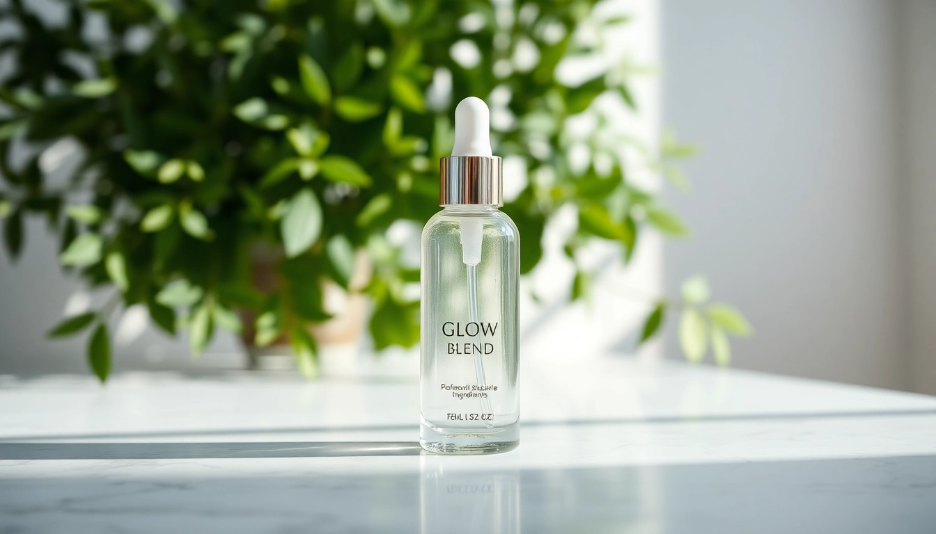 Apply Glow Blend skincare product to rejuvenate your skin's radiance.