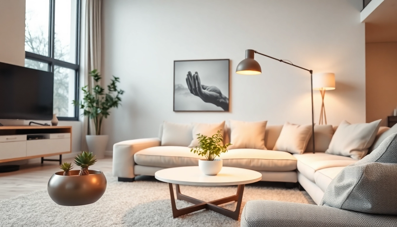 Sleek illumination highlighting a modern living room's elegant design and warm ambiance.